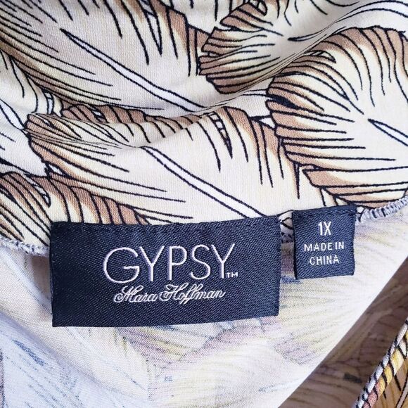 Gypsy Mara Hoffman Multicolor Feather Drape Front Blouse - Picture 7 of 7